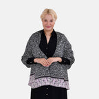 La Marey 100% Mulberry Silk Printed Scarf (Size 170x55cm) - Black, White & Red