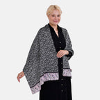 La Marey 100% Mulberry Silk Printed Scarf (Size 170x55cm) - Black, White & Red