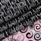 La Marey 100% Mulberry Silk Printed Scarf (Size 170x55cm) - Black, White & Red