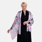 La Marey Mulberry Silk Printed Scarf (Size 170x1 cm) - Black White & Red