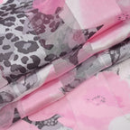 La Marey Mulberry Silk Printed Scarf (Size 170x1 cm) - Black White & Red
