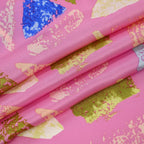 La Marey Mulberry Silk Printed Scarf - Pink