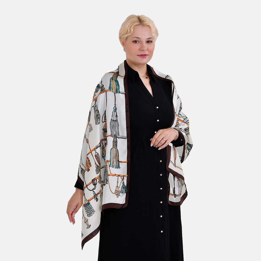 La Marey Mulberry Silk Printed Scarf  - Multi
