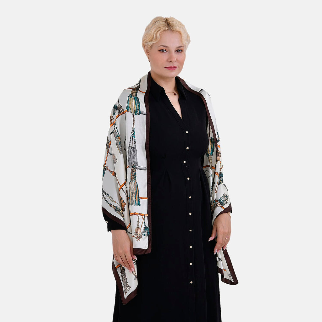La Marey Mulberry Silk Printed Scarf  - Multi