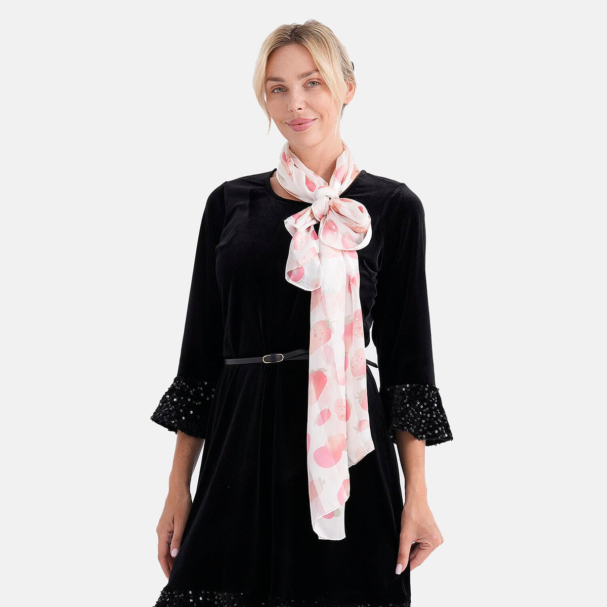 La Marey 100% Mulberry Silk Scarf (165 x 55cm) - Off-White &amp; Red 8525933 4