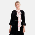 La Marey 100% Mulberry Silk Scarf (165 x 55cm) - Off-White & Red