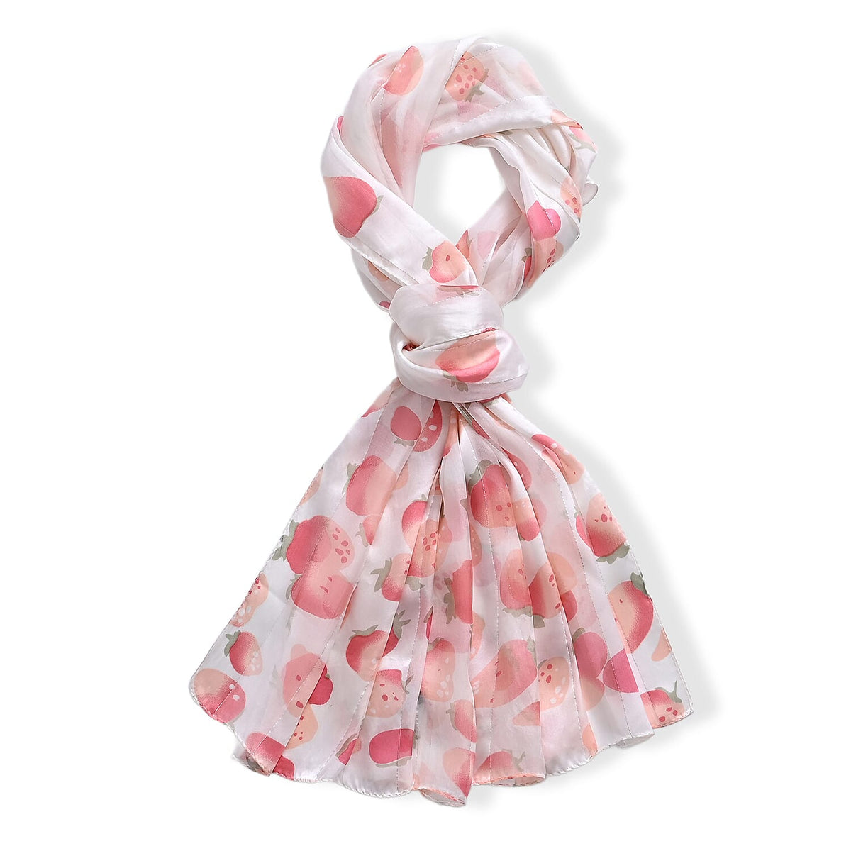 La Marey 100% Mulberry Silk Scarf (165 x 55cm) - Off-White &amp; Red 8525933 5