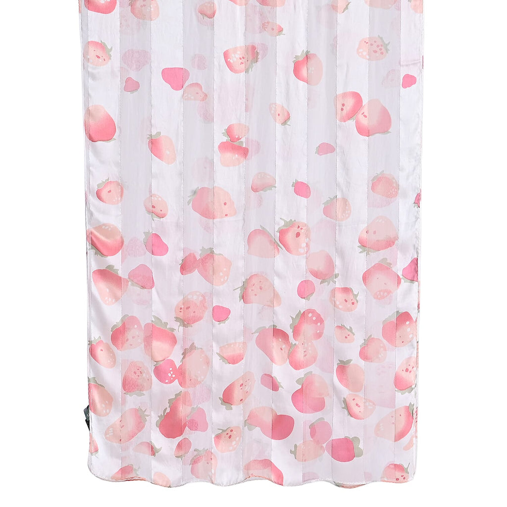 La Marey 100% Mulberry Silk Scarf (165 x 55cm) - Off-White & Red