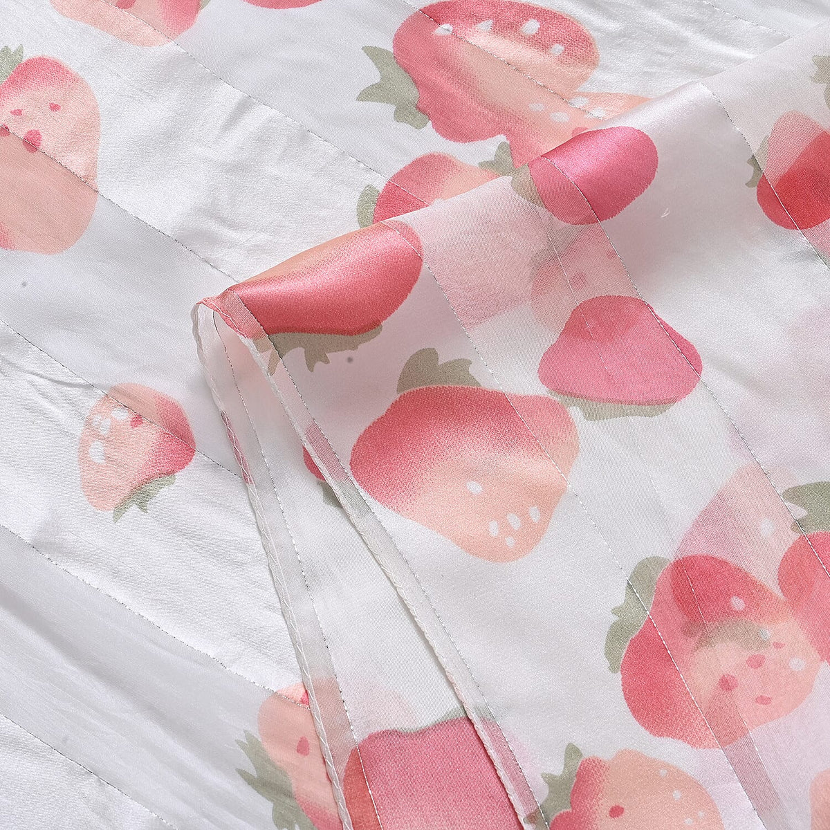 La Marey 100% Mulberry Silk Scarf (165 x 55cm) - Off-White &amp; Red 8525933 7