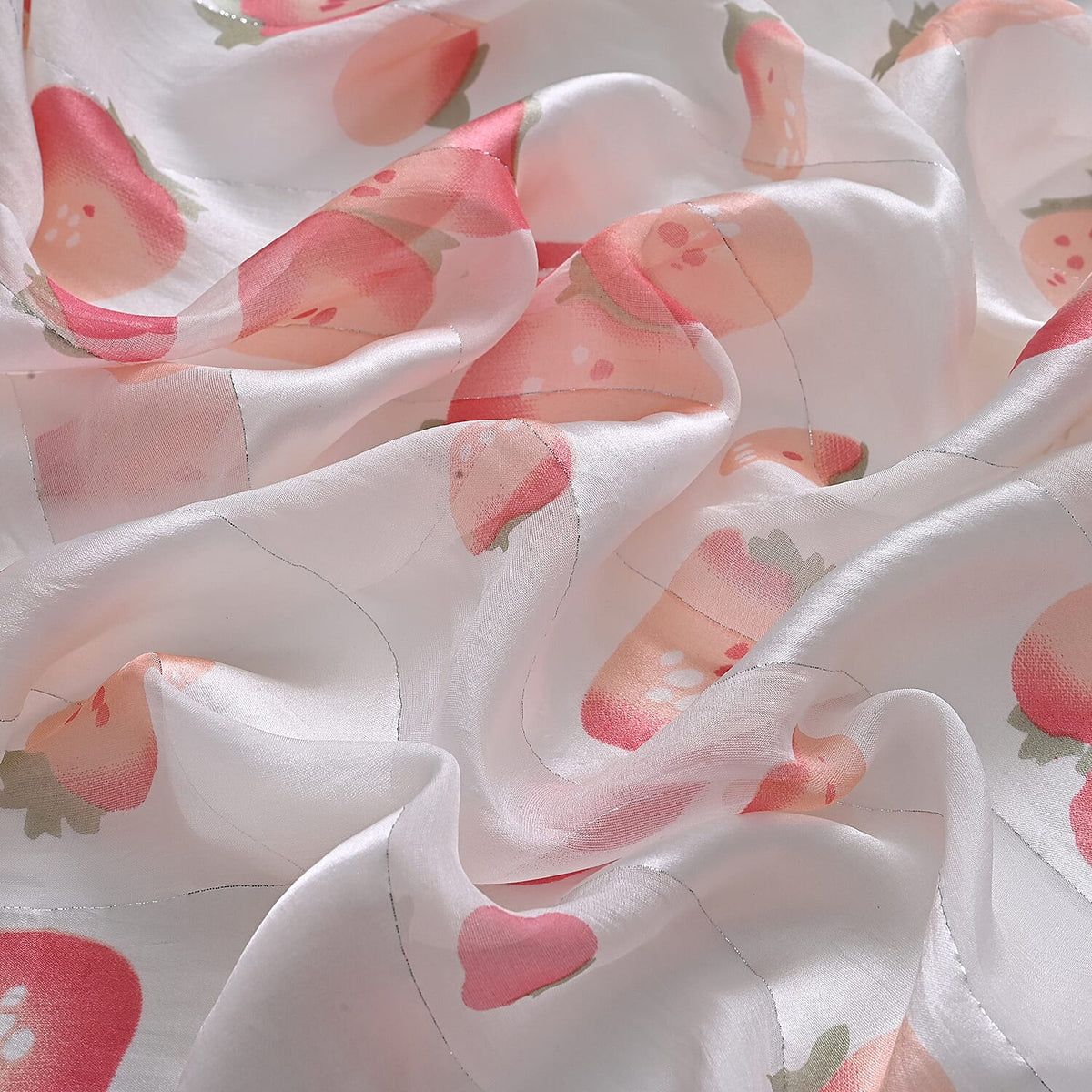 La Marey 100% Mulberry Silk Scarf (165 x 55cm) - Off-White &amp; Red 8525933 8