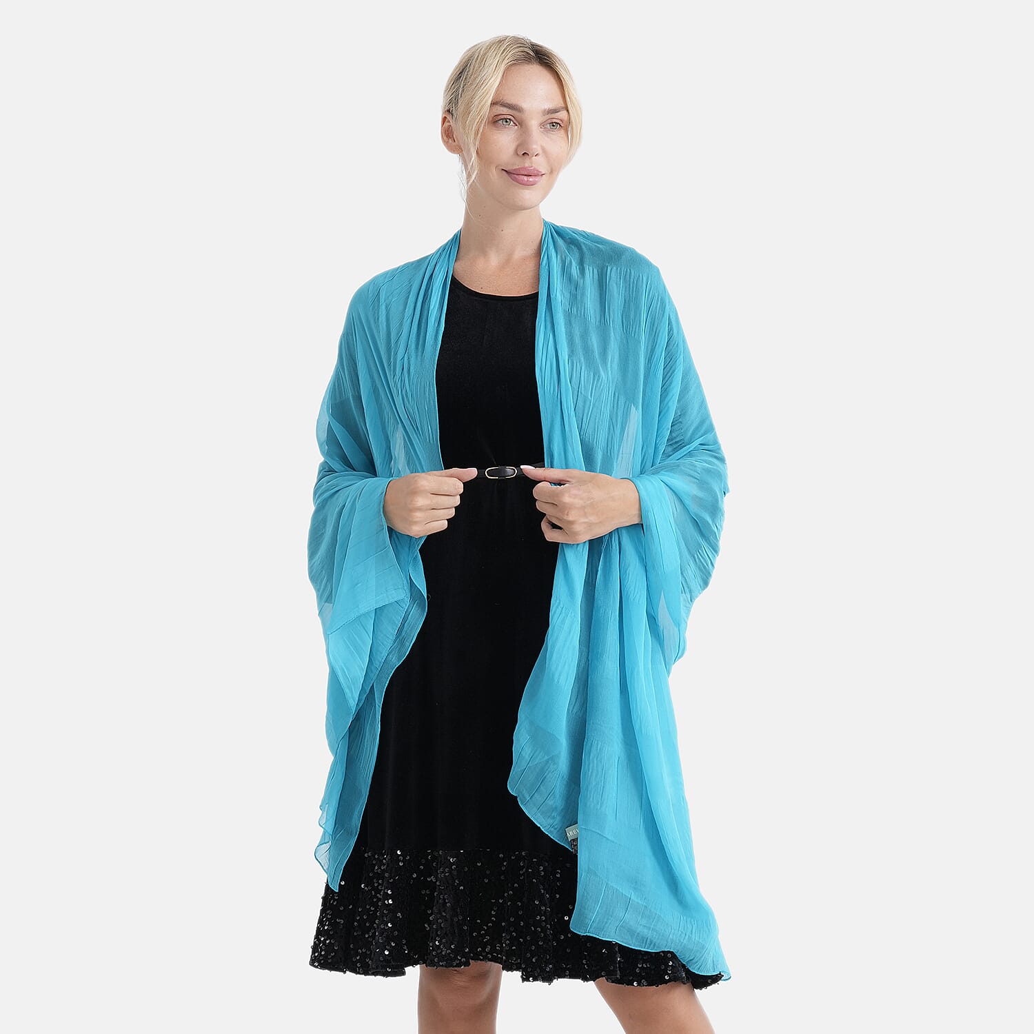 La Marey 100% Mulberry Silk Scarf (199 x 98cm) - Blue 8525911 0