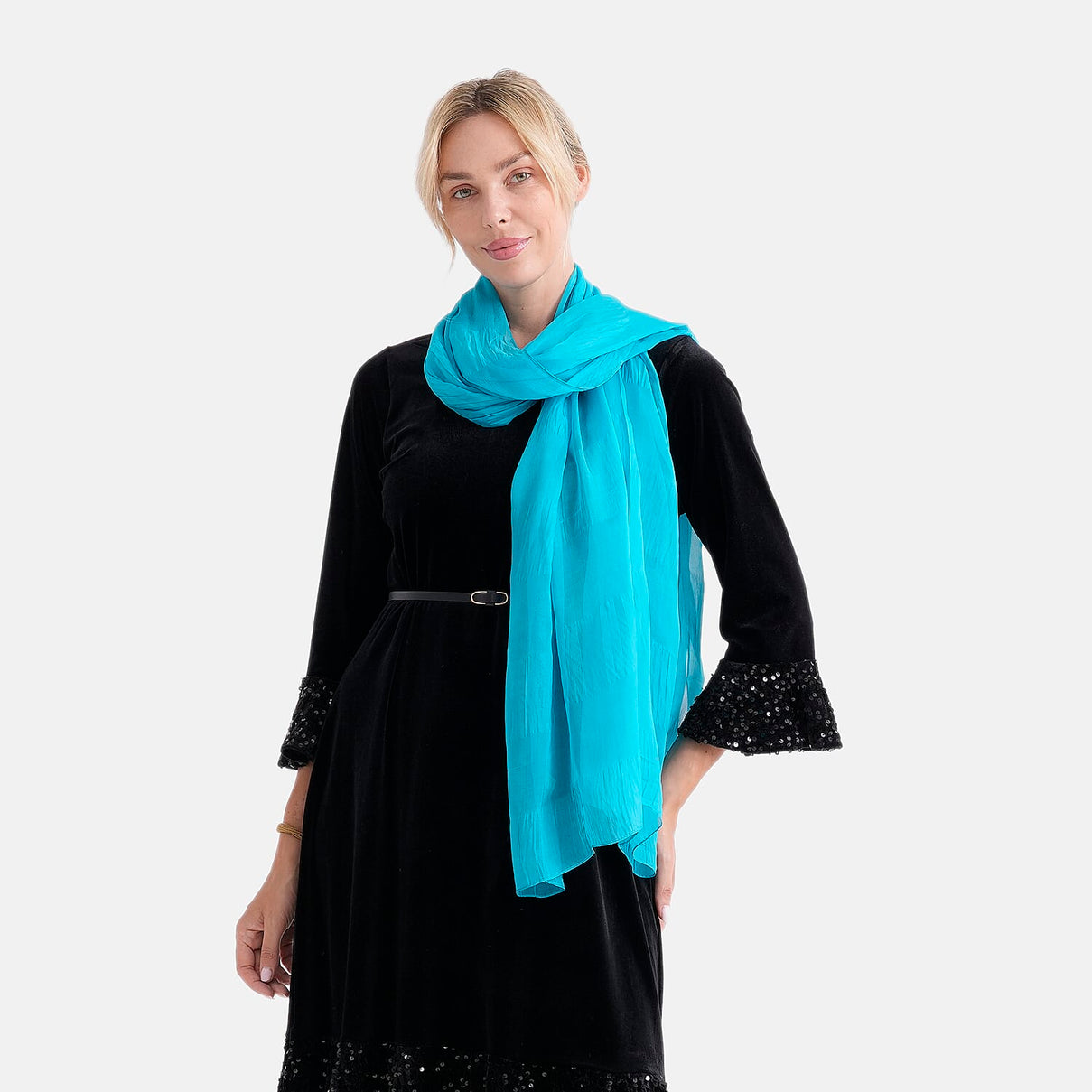 La Marey 100% Mulberry Silk Scarf (199 x 98cm) - Blue 8525911 4