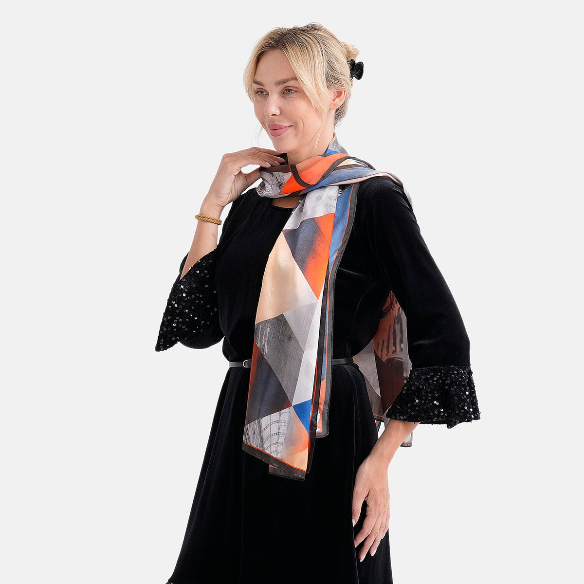 La Marey 100% Mulberry Silk Printed Scarf (170 x 55cm) - Multicolour V32556518 2