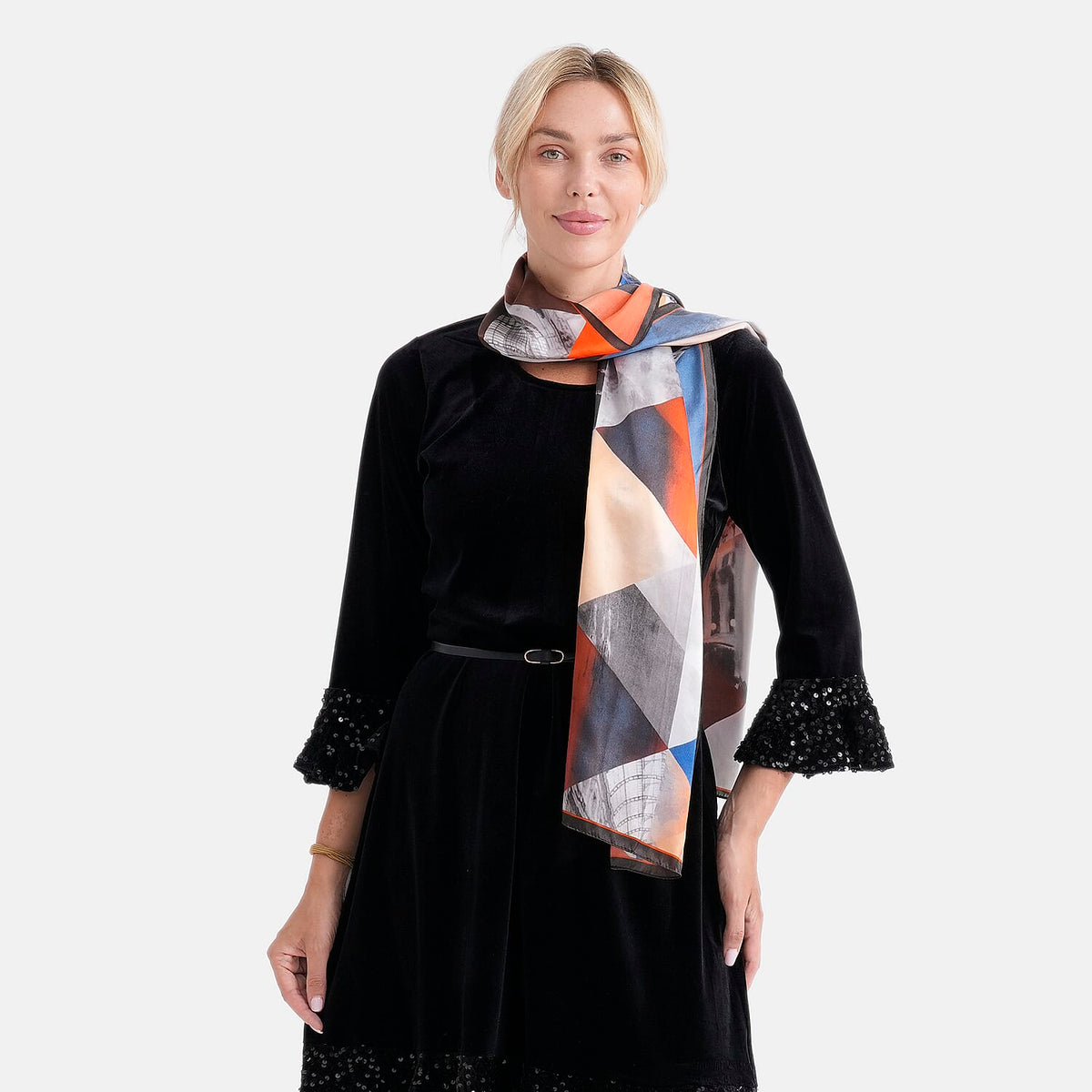 La Marey 100% Mulberry Silk Printed Scarf (170 x 55cm) - Multicolour V32556518 4