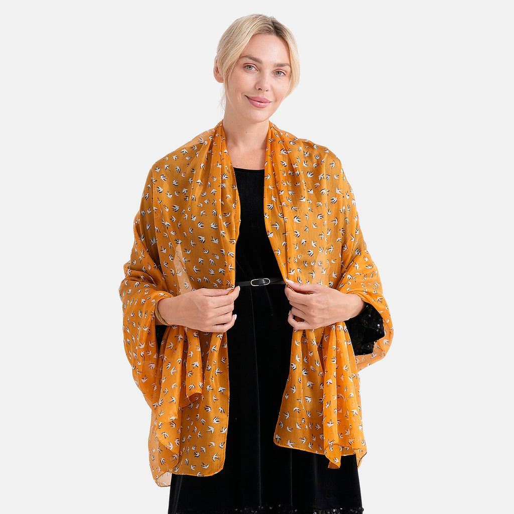 La Marey 100% Mulberry Silk Scarf (198 x 98cm) - Yellow