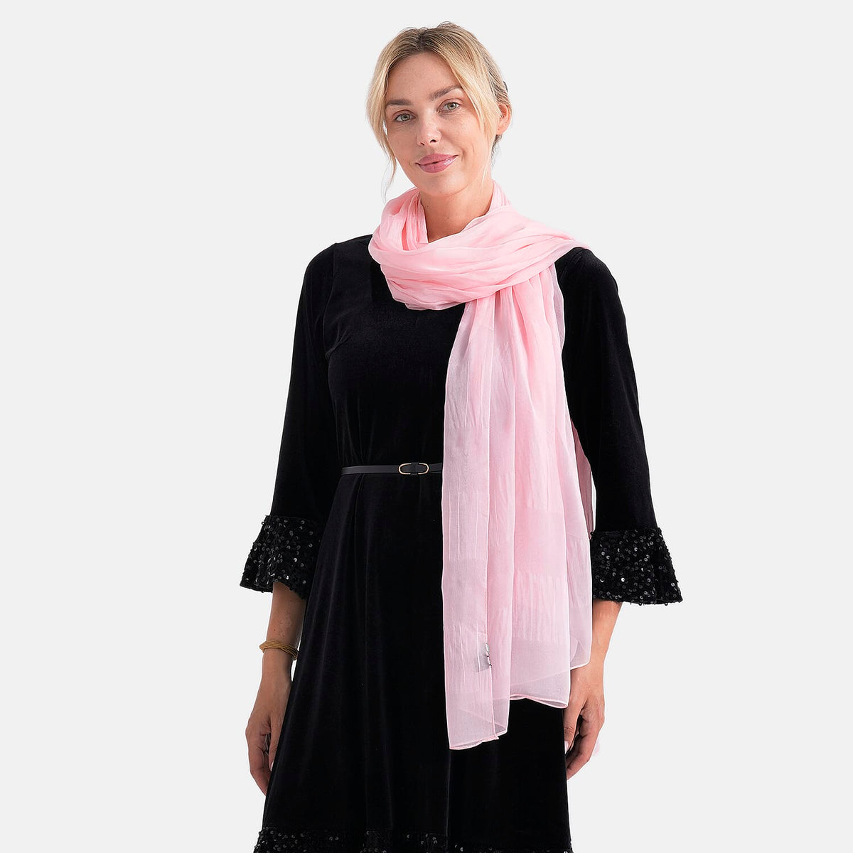 La Marey 100% Mulberry Silk Scarf (196 x 97cm) - Pink V32577080 2