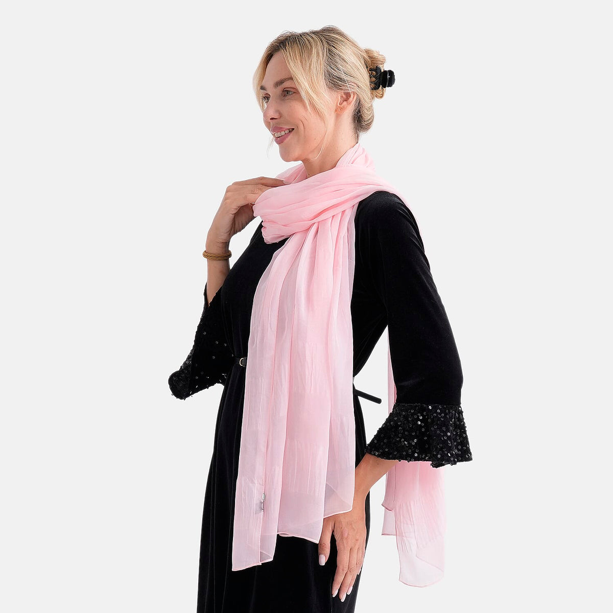 La Marey 100% Mulberry Silk Scarf (196 x 97cm) - Pink V32577080 4