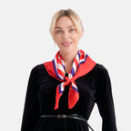 La Marey 100% Mulberry Silk Scarf (70 x 70cm) - Red & Navy