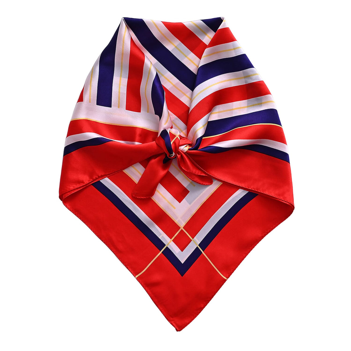 La Marey 100% Mulberry Silk Scarf (70 x 70cm) - Red &amp; Navy 8525913 5