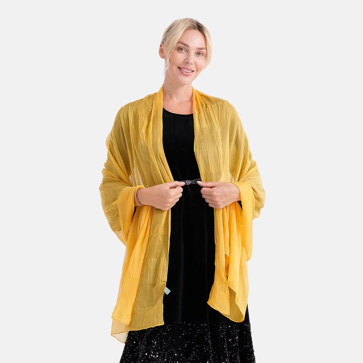 La Marey 100% Mulberry Silk Scarf (198 x 98cm) - Yellow 8525903 0