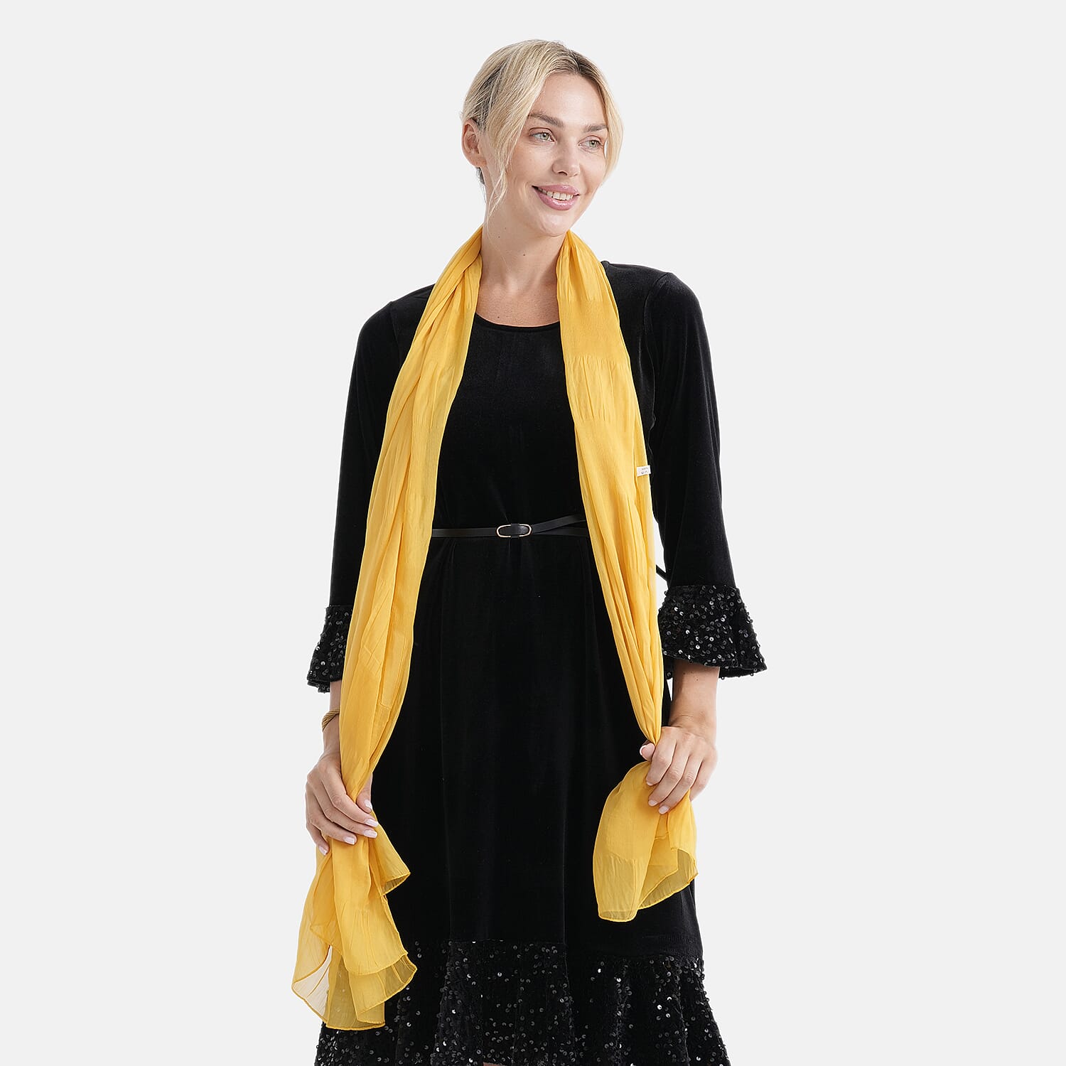 La Marey 100% Mulberry Silk Scarf (198 x 98cm) - Yellow 8525903 2