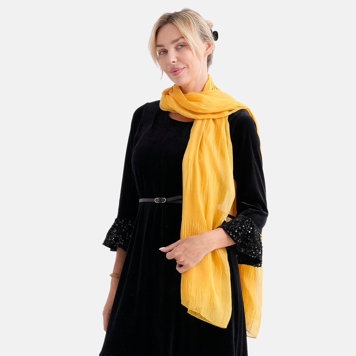 La Marey 100% Mulberry Silk Scarf (198 x 98cm) - Yellow 8525903 3