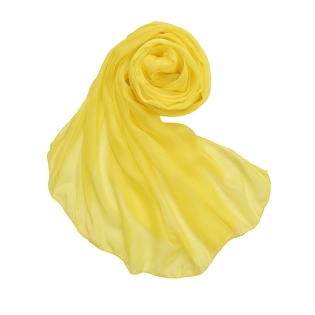 LA MAREY 100% Mulberry Silk Solid Scarf (Size 180x110 cm) - Yellow