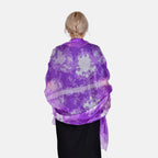 La Marey 100% Mulberry Silk Printed Chiffon Scarf (Size 180x110cm) - Purple - White