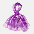 La Marey 100% Mulberry Silk Printed Chiffon Scarf (Size 180x110cm) - Purple - White