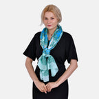 La Marey Mulberry Silk Tie and Dye Scarf (Size 110x1 cm) - White & Blue