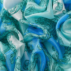 La Marey Mulberry Silk Tie and Dye Scarf (Size 110x1 cm) - White & Blue