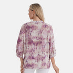 LA MAREY Womens Viscose Blend Abstract Print Button Blouse (Size L) - Pink