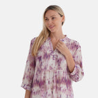 LA MAREY Womens Viscose Blend Abstract Print Button Blouse (Size L) - Pink