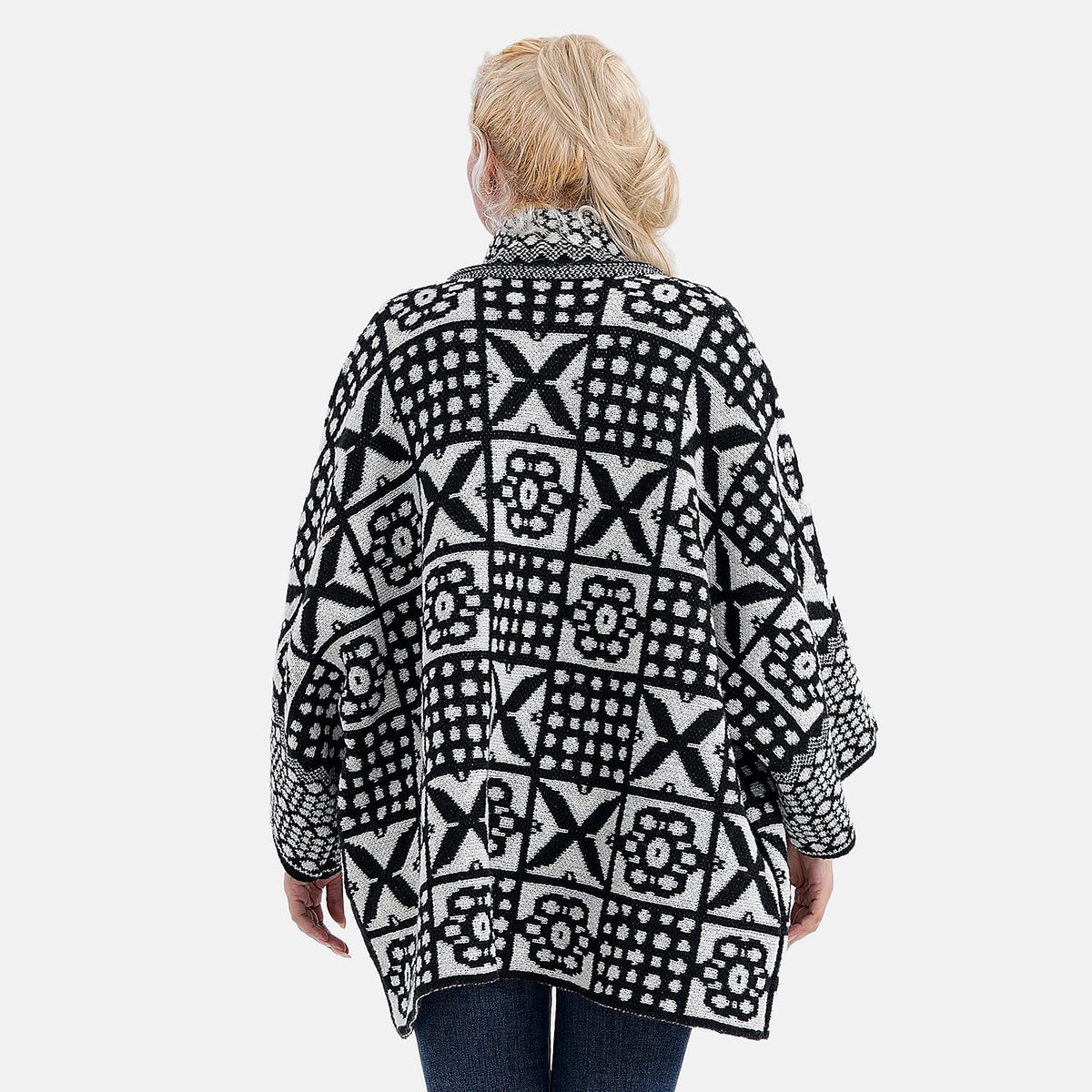 La Marey Oversized Cardigan (Size 10 to 22) - Black &amp; White 8201251 2