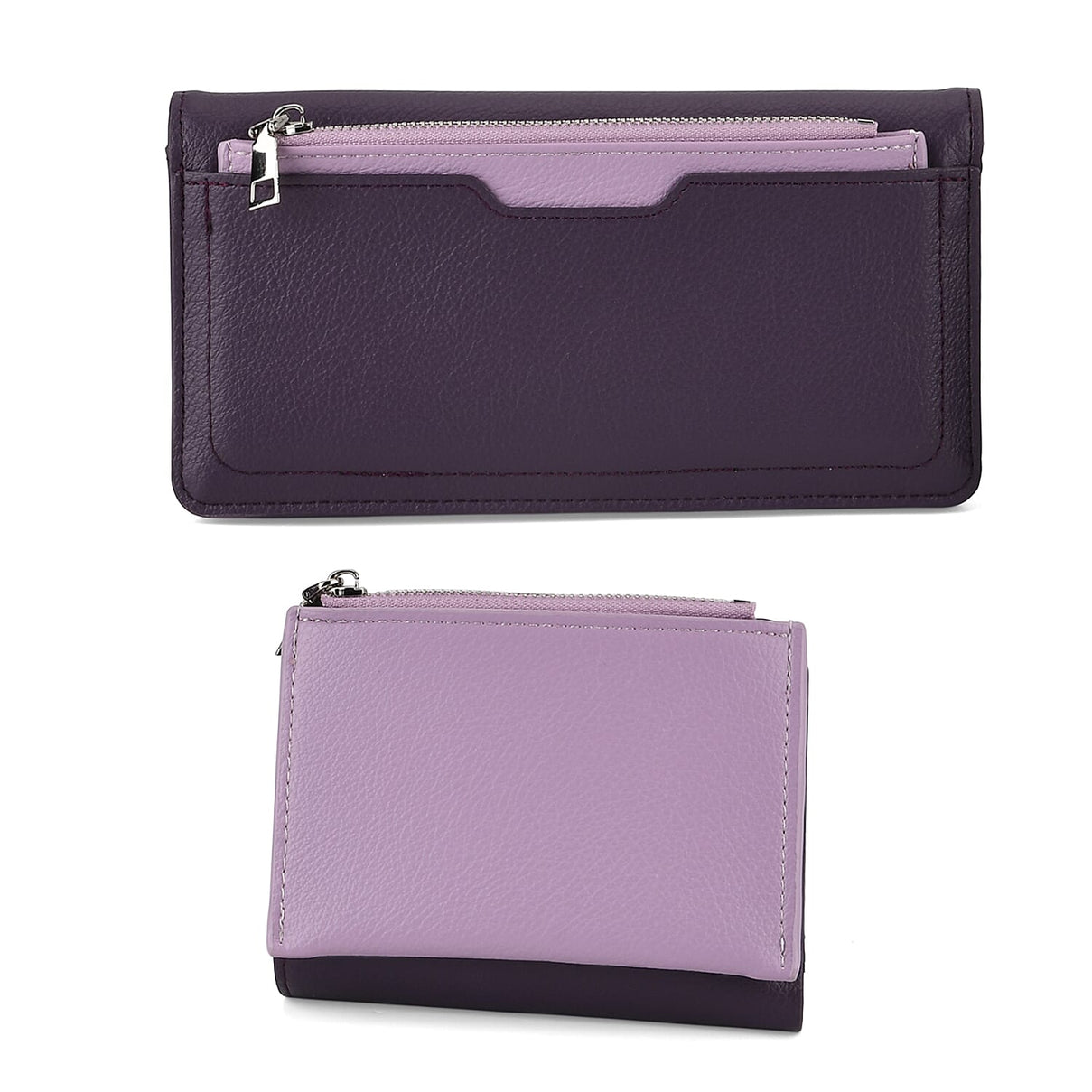 La Marey - Set of 2 RFID Blocking Wallet &amp; Card Holder - Dark &amp; Light Purple 8377063 0