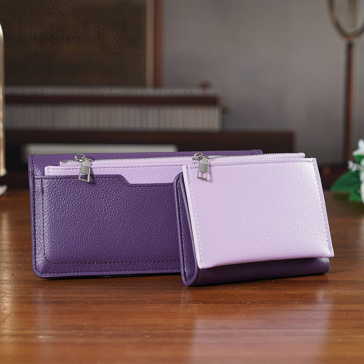 La Marey - Set of 2 RFID Blocking Wallet &amp; Card Holder - Dark &amp; Light Purple 8377063 2