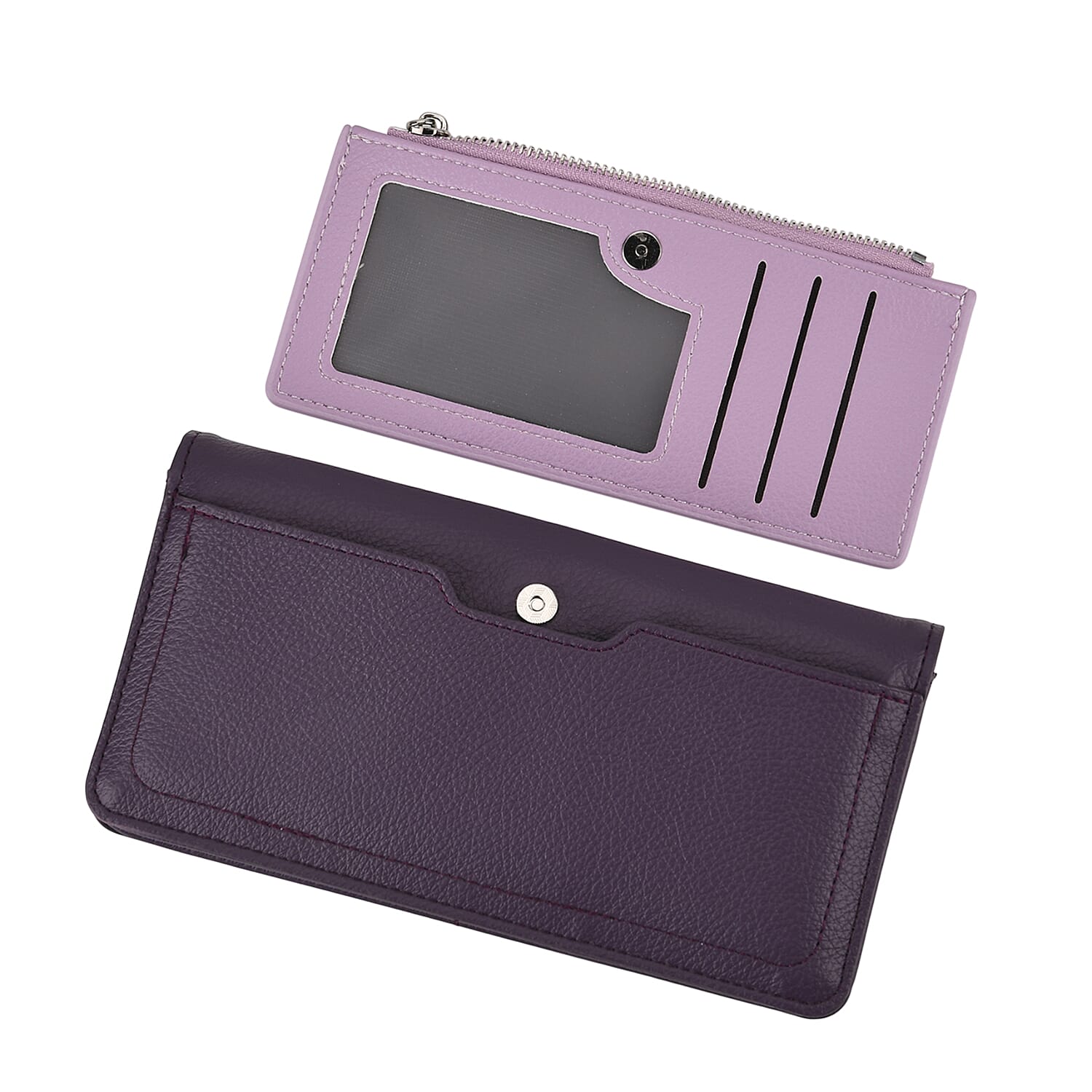 La Marey - Set of 2 RFID Blocking Wallet &amp; Card Holder - Dark &amp; Light Purple 8377063 7