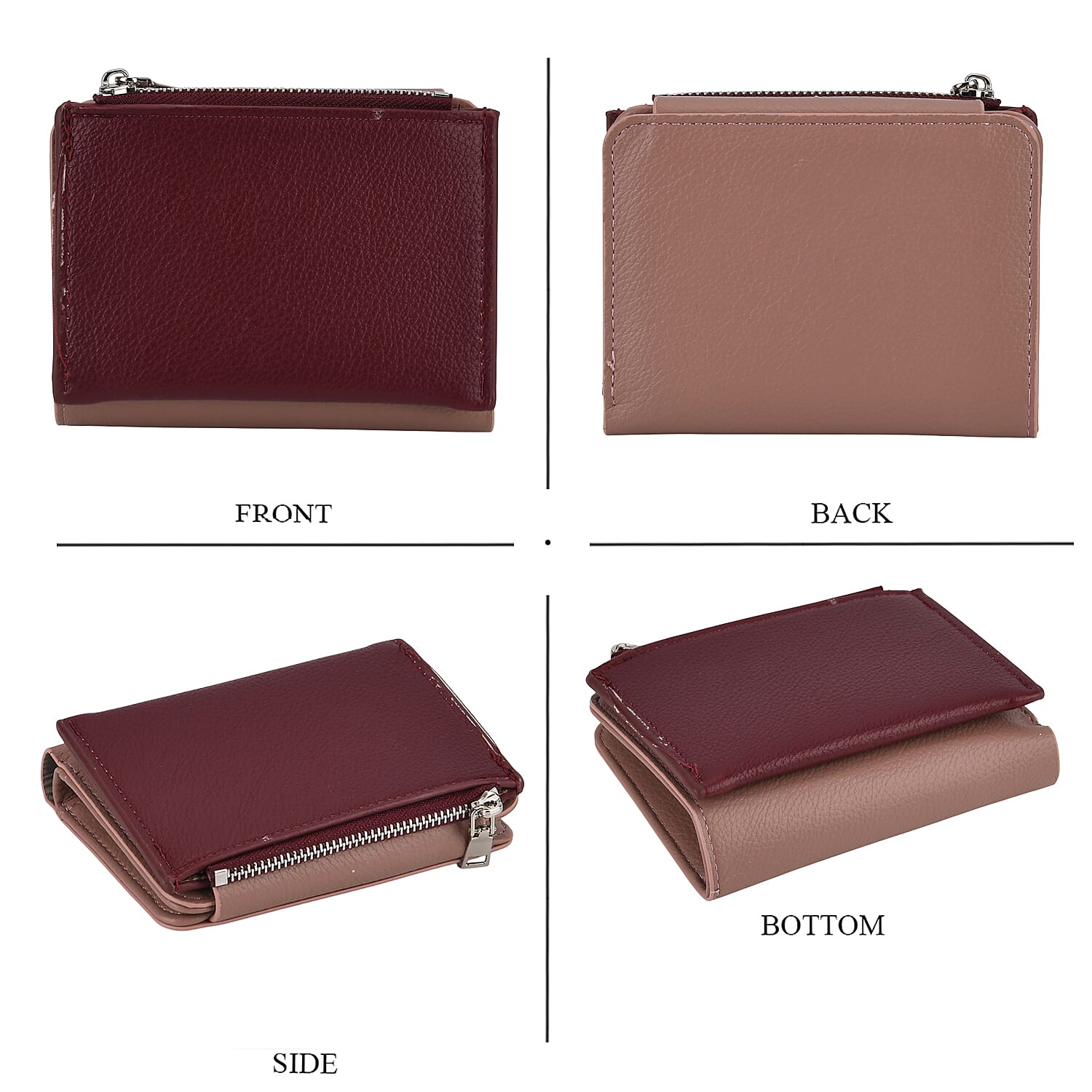 La Marey - Set of 2 RFID Blocking Wallet &amp; Card Holder - Mauve &amp; Burgundy 8377011 8