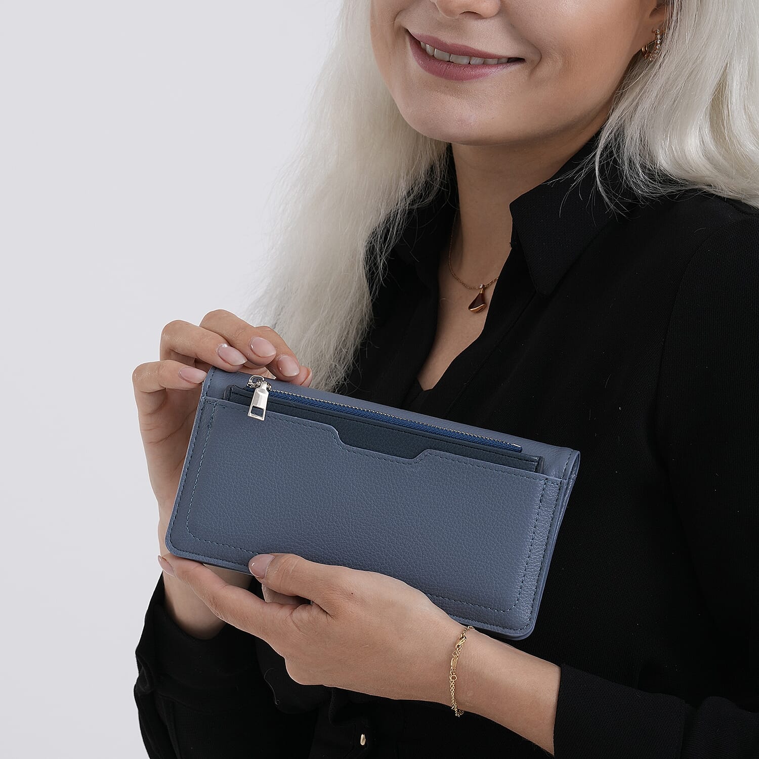 La Marey - Set of 2 RFID Blocking Wallet &amp; Card Holder - Navy V32363244 4
