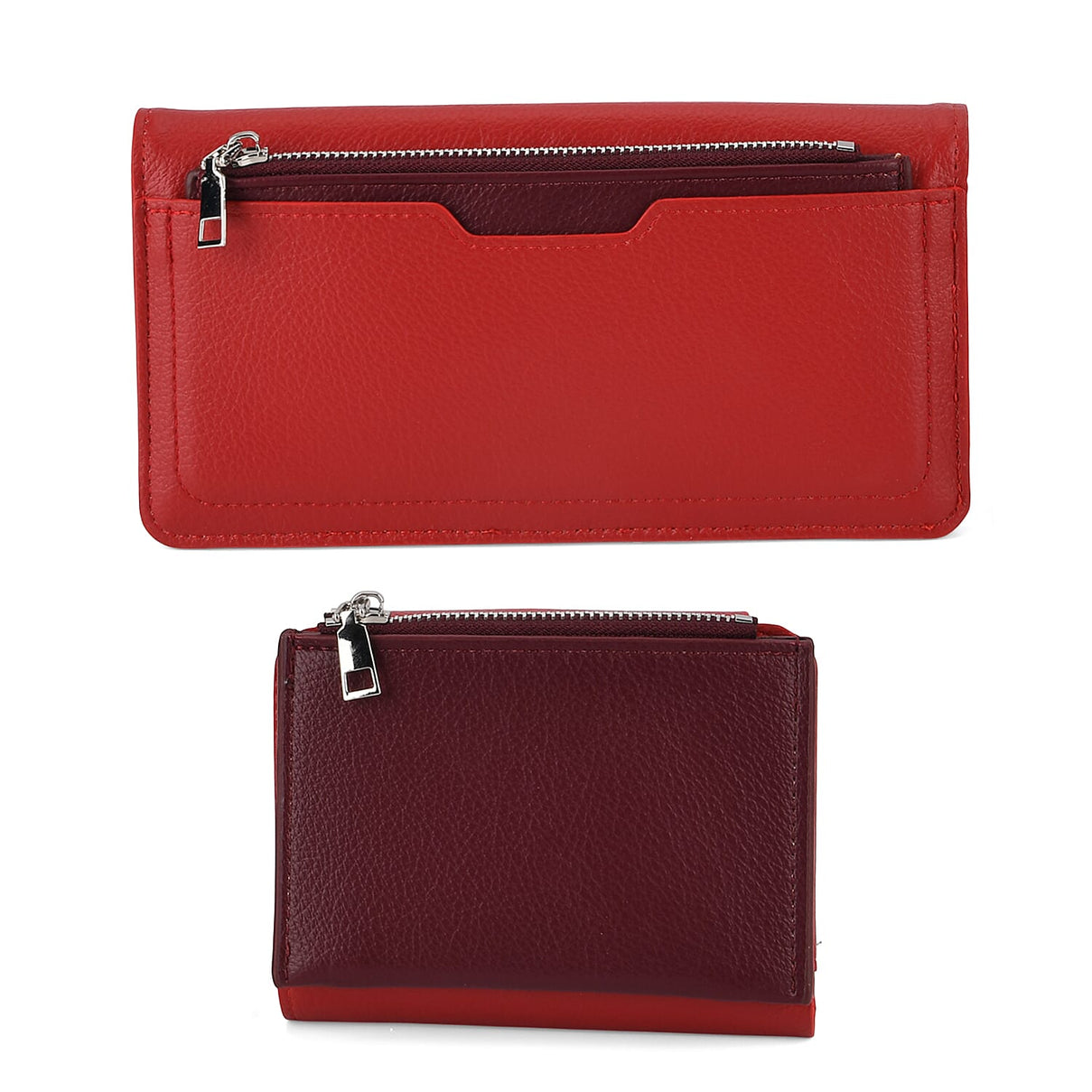 La Marey - Set of 2 RFID Blocking Wallet &amp; Card Holder - Red &amp; Burgundy 8377009 0