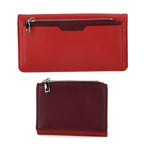 La Marey - Set of 2 RFID Blocking Wallet & Card Holder - Red & Burgundy