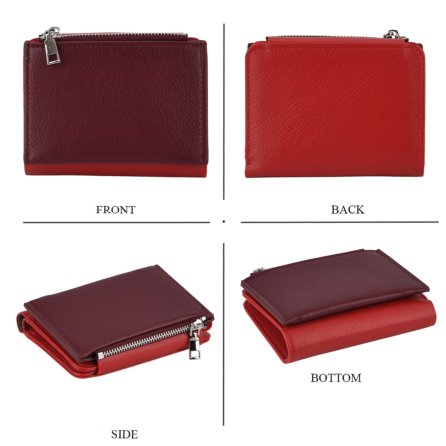 La Marey - Set of 2 RFID Blocking Wallet &amp; Card Holder - Red &amp; Burgundy 8377009 8