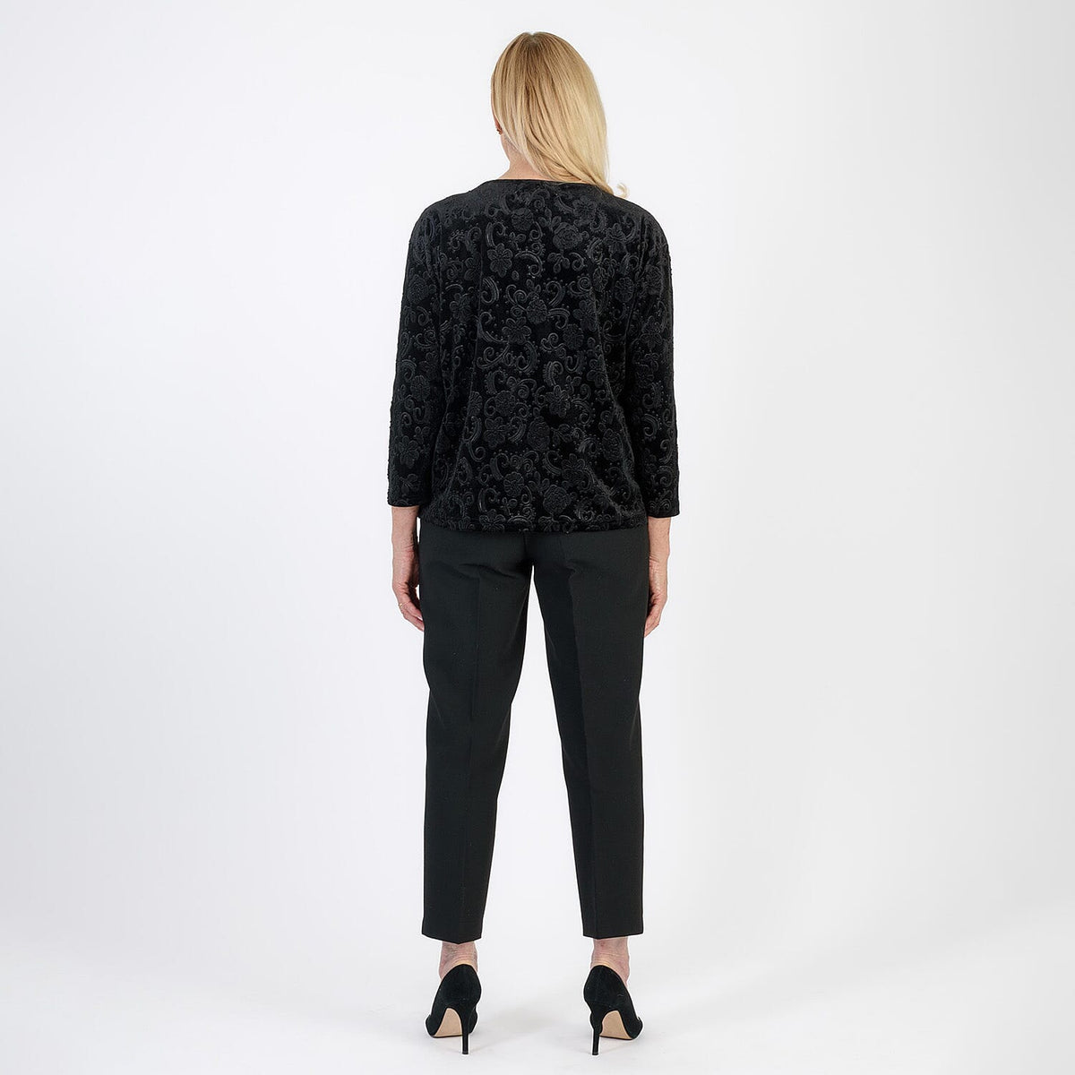 La Marey Paisley Emboss Velvet Blouse (Size 20-22) - Black V32663521 5