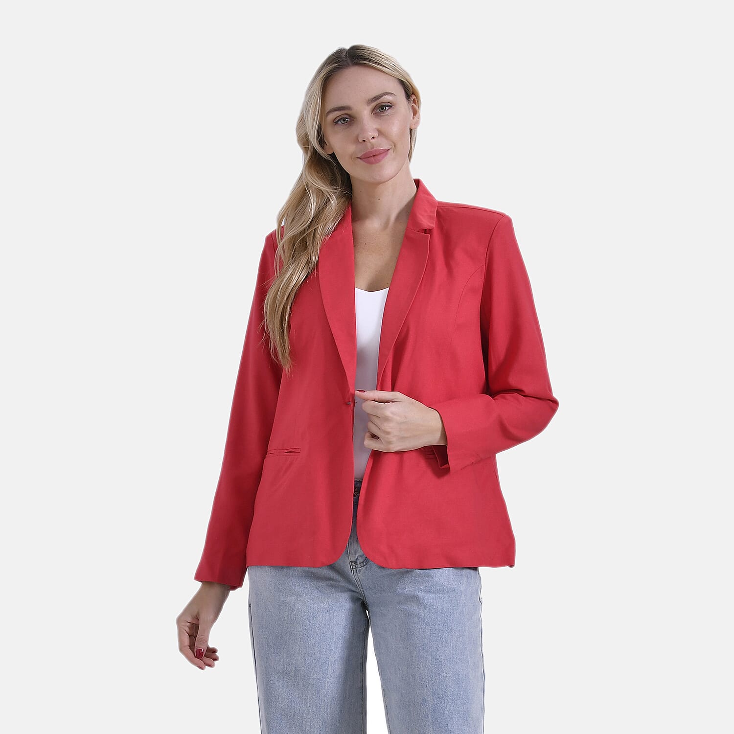 La Marey Classic Linen-Blend Blazer with Notched Lapels 7956214 0
