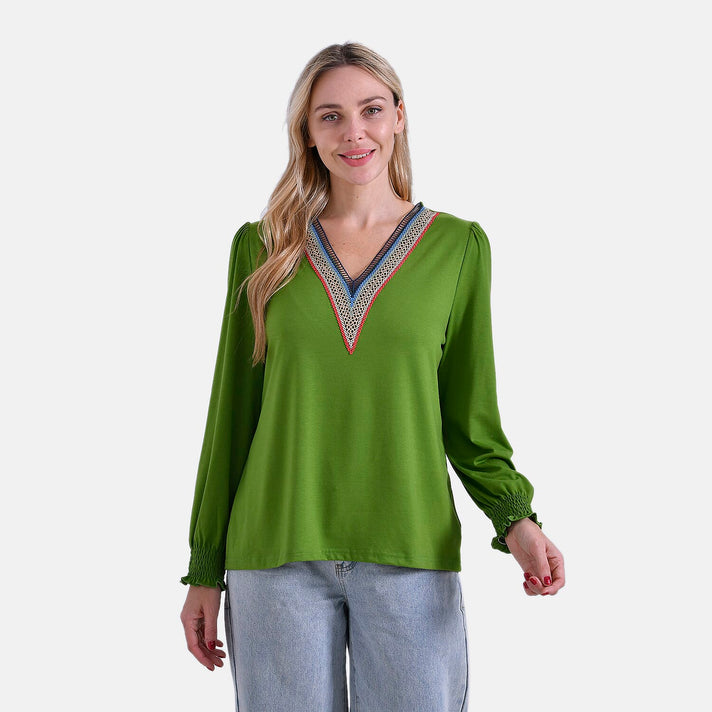 La Marey V-Neck Blouse with Lace Detail V32368424 1
