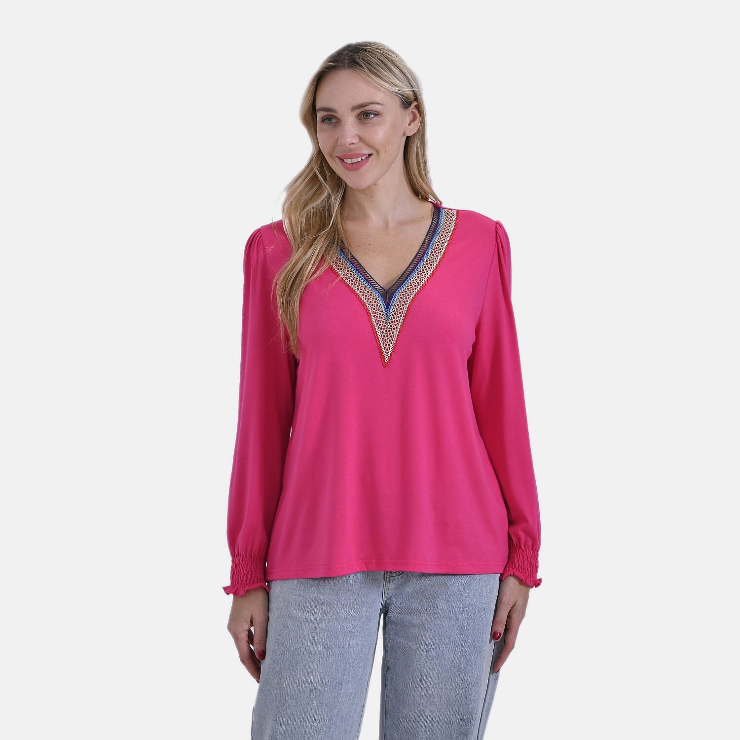La Marey V-Neck Blouse with Lace Detail 8027332 0