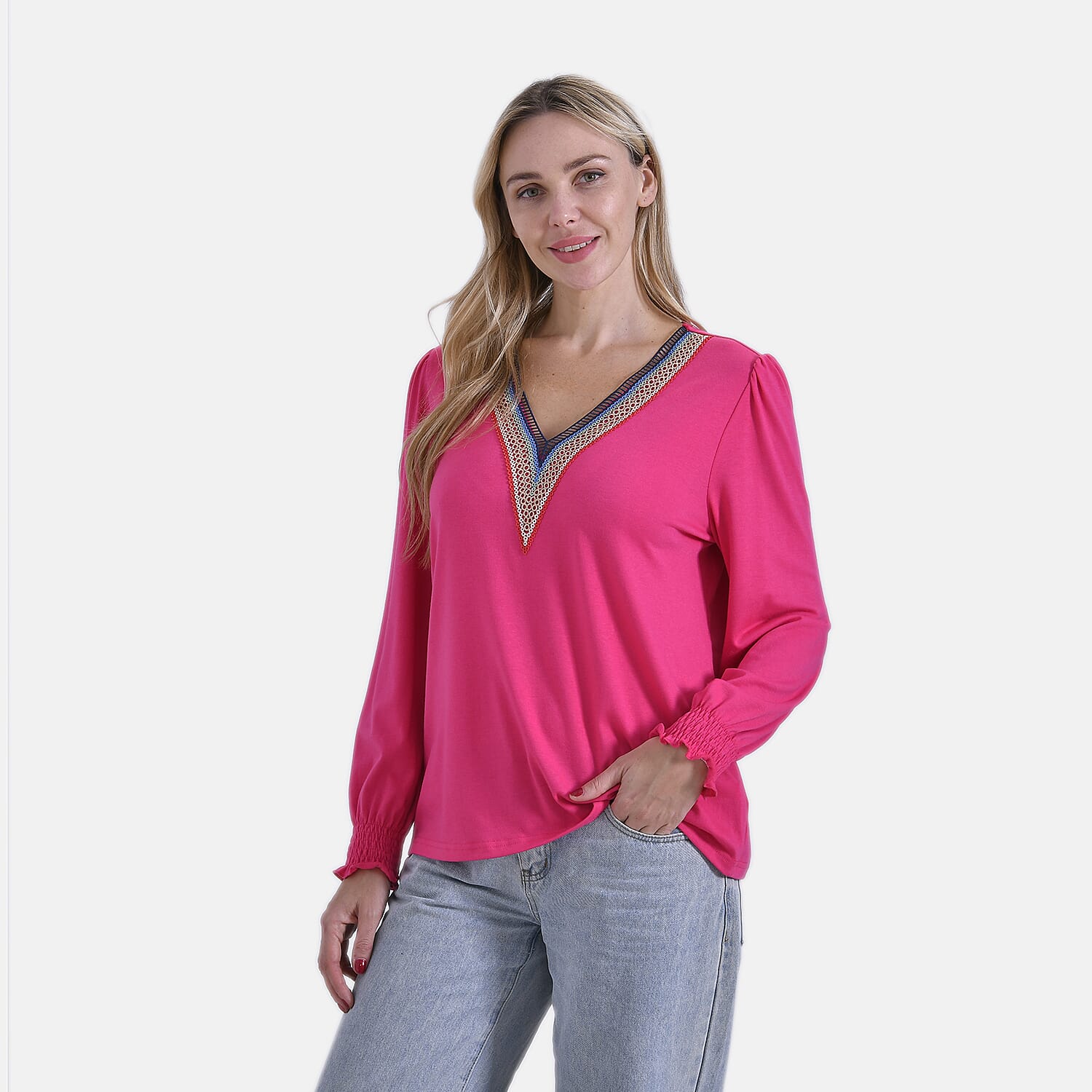 La Marey V-Neck Blouse with Lace Detail 8027332 4