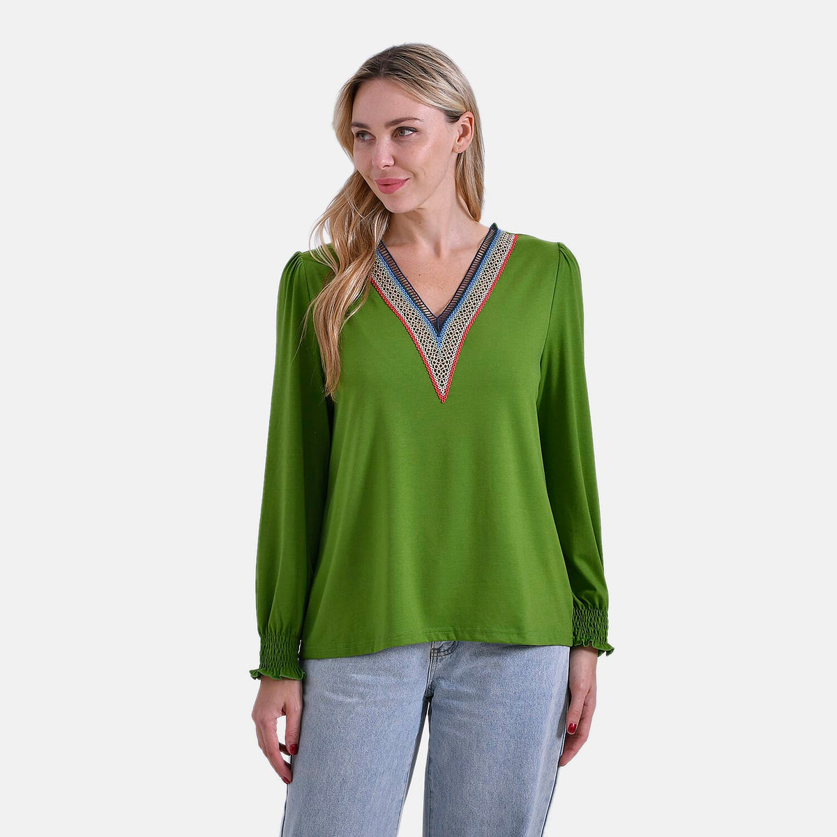 La Marey V-Neck Blouse with Lace Detail V32604383 4