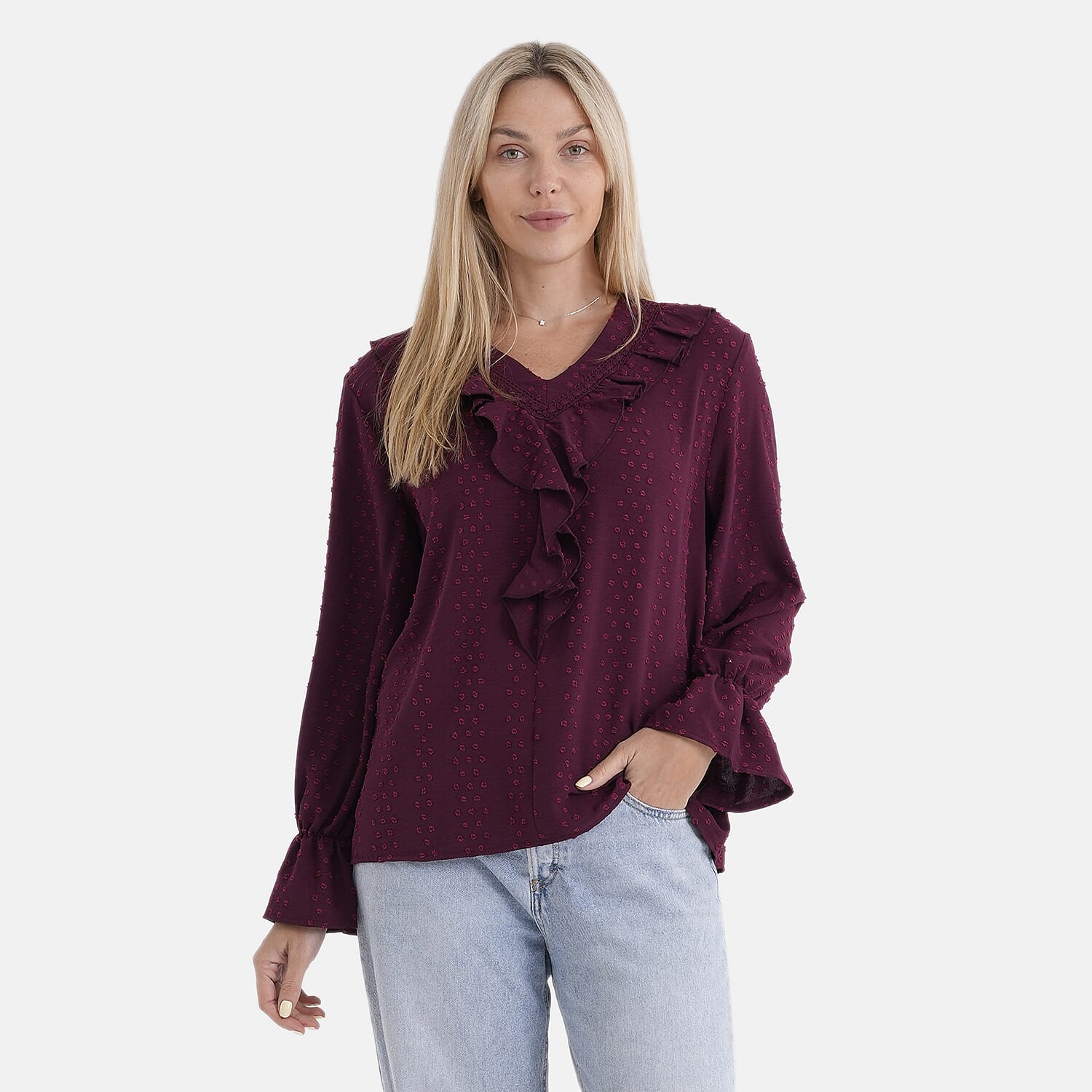 La Marey French Style Frill Blouse (Size 16 to 18) - Red 8360149 0