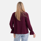 La Marey French Style Frill Blouse (Size 16 to 18) - Red